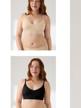 True & Co. 2-Pack Wirefree Triangle Adjustable Strap Bras, Beige/Black, XL, NWT